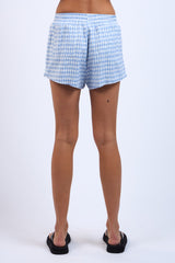 Blue Checker Print Shorts