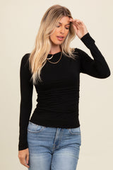 Black Ruched Long Sleeve Maternity Top