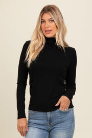 Black Mock Neck Long Sleeve Top