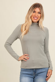 Light Olive Mock Neck Long Sleeve Top