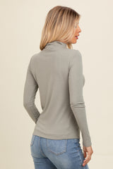 Light Olive Mock Neck Long Sleeve Top