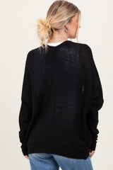 Black Pocketed Open Cardigan