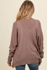 Mocha Pocketed Open Maternity Cardigan