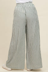 Light Olive Striped Wide Leg Pants