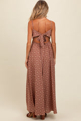 Mauve Floral Cutout Tie Back Maternity Maxi Dress