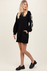 Black Bow Detail Long Sleeve Sweatshirt Maternity Mini Dress