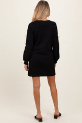 Black Bow Detail Long Sleeve Sweatshirt Maternity Mini Dress