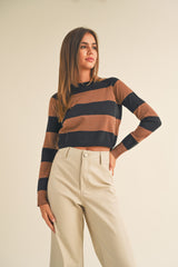 Black Mocha Color Blocked Knitted Top