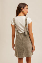 Olive Wash Twill Overall Dress