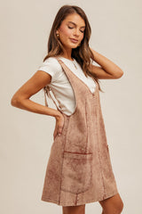 Rust Wash Twill Overall Dress