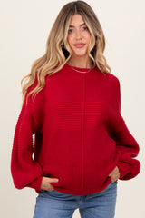 Red Chunky Knit Contrast Rib Maternity Sweater