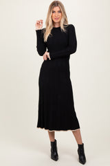 Black Ribbed Knit Maxi Sweater Dress