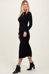 Black Ribbed Knit Maxi Sweater Dress