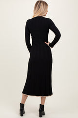 Black Ribbed Knit Maxi Sweater Dress