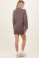 Ivory Colorblock Mock Neck Sweater Dress