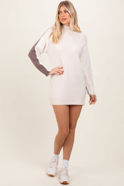 Ivory Colorblock Mock Neck Sweater Dress