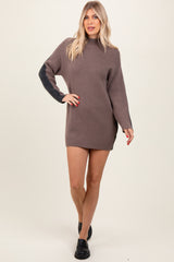 Mocha Colorblock Mock Neck Sweater Dress