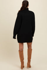 Black Turtle Neck Mini Sweater Dress