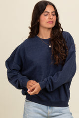 Navy Blue Heather Crewneck Maternity Sweatshirt