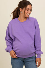 Lavender Heather Crewneck Maternity Sweatshirt