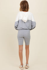 Heather Grey Colorblock Hoodie Shorts Set