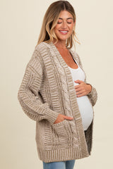 Olive Two Toned Oversized Cable Knit Maternity Cardigan