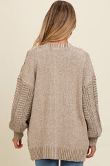 Olive Two Toned Oversized Cable Knit Maternity Cardigan