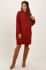 Rust Chenille Knit Maternity Sweater Dress