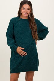 Forest Green Chenille Knit Maternity Sweater Dress