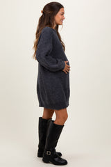 Charcoal Chenille Knit Maternity Sweater Dress