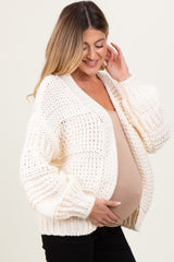 Cream Oversized Chunky Knit Maternity Cardigan