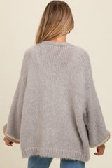 Light Grey Brushed Knit Striped Sleeve Maternity Cardigan