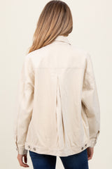 Cream Collared Button Up Maternity Shirt Jacket