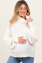 Ivory Chunky Knit Turtleneck Maternity Sweater