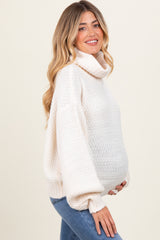 Ivory Chunky Knit Turtleneck Maternity Sweater