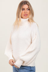 Ivory Chunky Knit Turtleneck Maternity Sweater