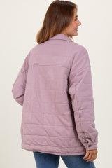 Lavender Oversized Collared Button Down Quilted Jacket