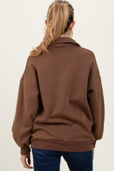 Brown Oversized Long Sleeve Polo Maternity Pullover