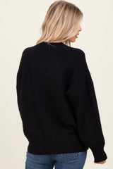 Black Oversized Contrast Rib Sweater