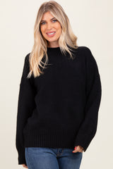 Black Oversized Contrast Rib Maternity Sweater