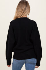 Black Oversized Contrast Rib Maternity Sweater