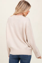 Cream Oversized Contrast Rib Sweater