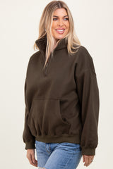 Olive Fleece Oversized Half Zip Pullover