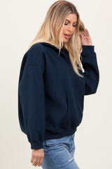 Navy Fleece Oversized Half Zip Pullover