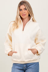 Cream Fleece Oversized Half Zip Maternity Pullover