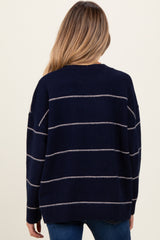 Navy Striped Drop Shoulder Maternity Sweater