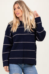 Navy Striped Drop Shoulder Sweater