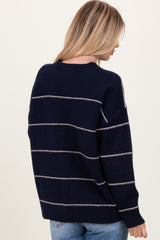 Navy Striped Drop Shoulder Sweater