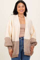 Cream Colorblock Bubble Sleeve Knit Maternity Cardigan