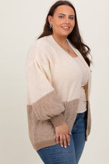 Cream Colorblock Bubble Sleeve Maternity Cardigan